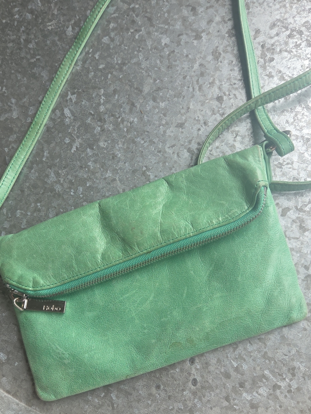 Hobo Mint Green Leather Crossbody Bag